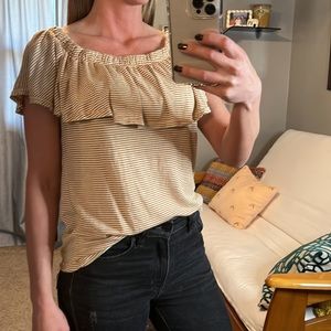 Striped Ruffle Off the Shoulder Top